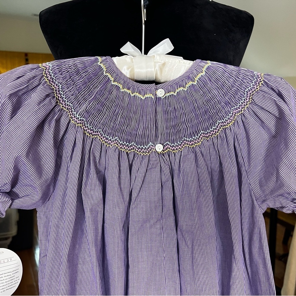 GIRLS ROSALINA SMOCKED BISHOP STYLE DRESS 5Y NWT - Picture 8 of 12